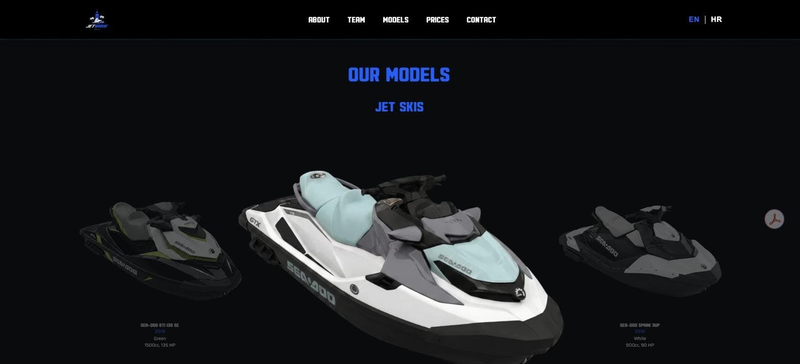 Our models: every jet ski with its year, engine and power